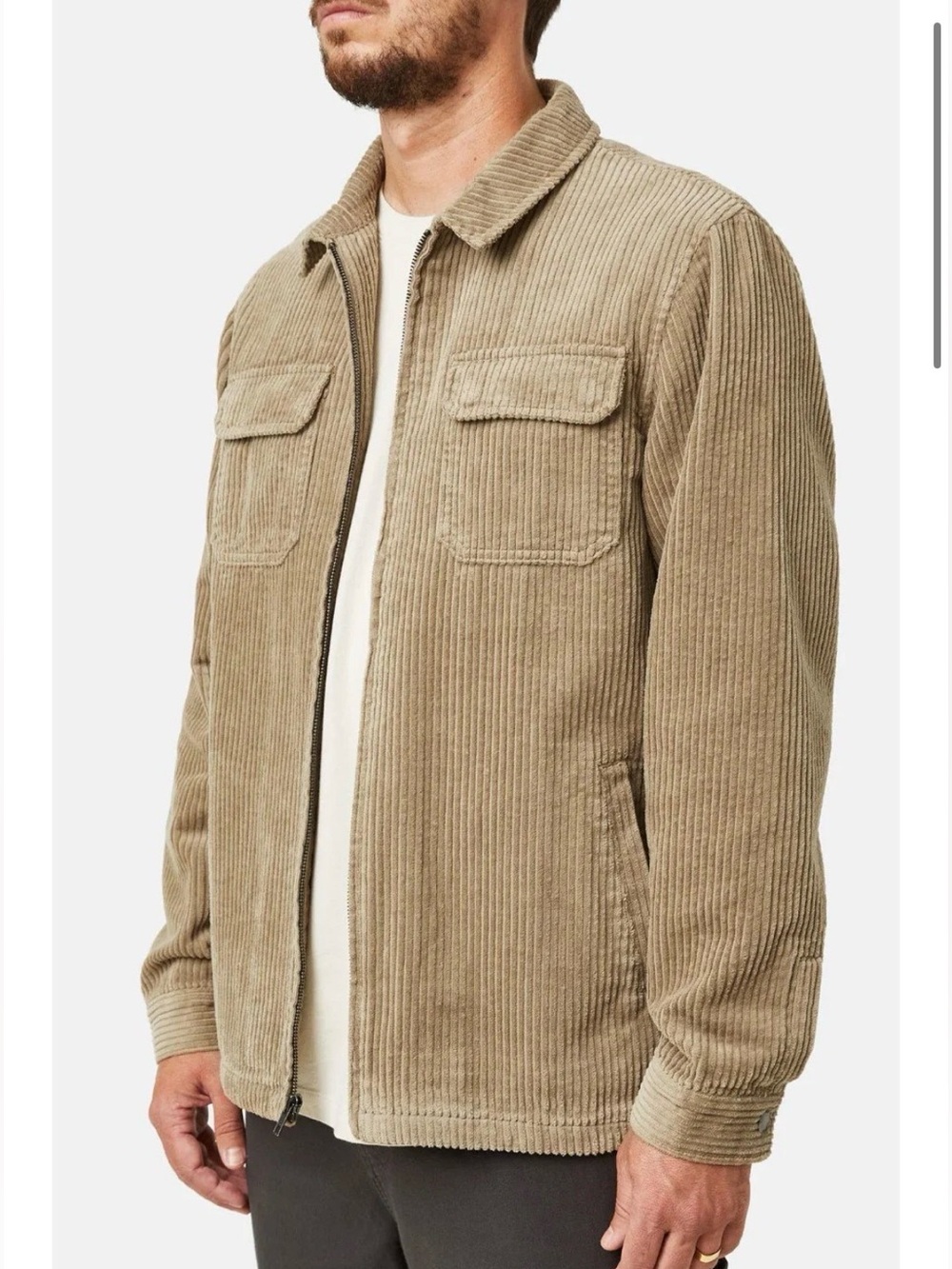 Katin Kane Corduroy Jacket Men Size L Shell Full Zip Taupe Khaki Brown Shacket - Picture 16 of 16